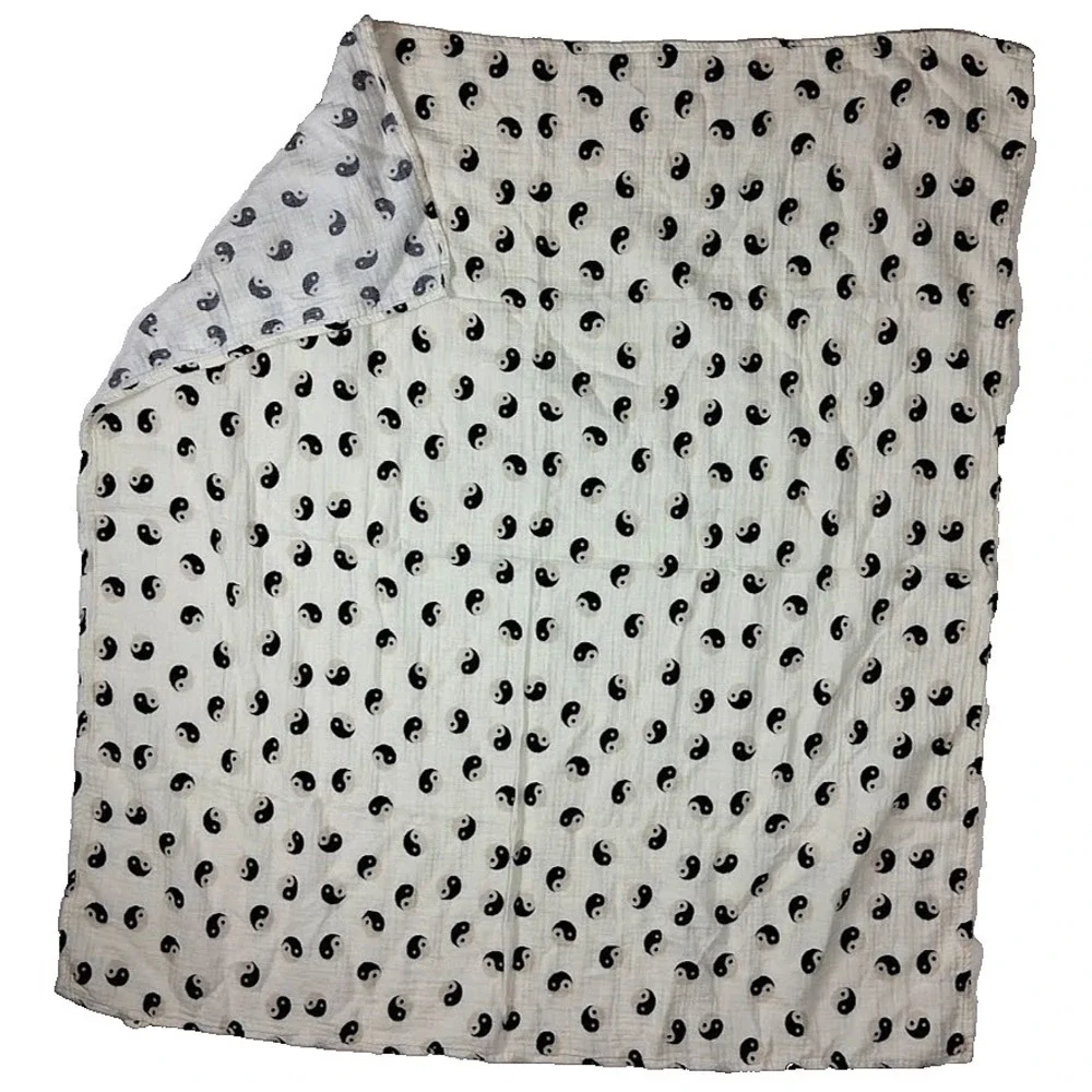 Forever French Baby Swaddle Blanket Yin Yang Black White 47